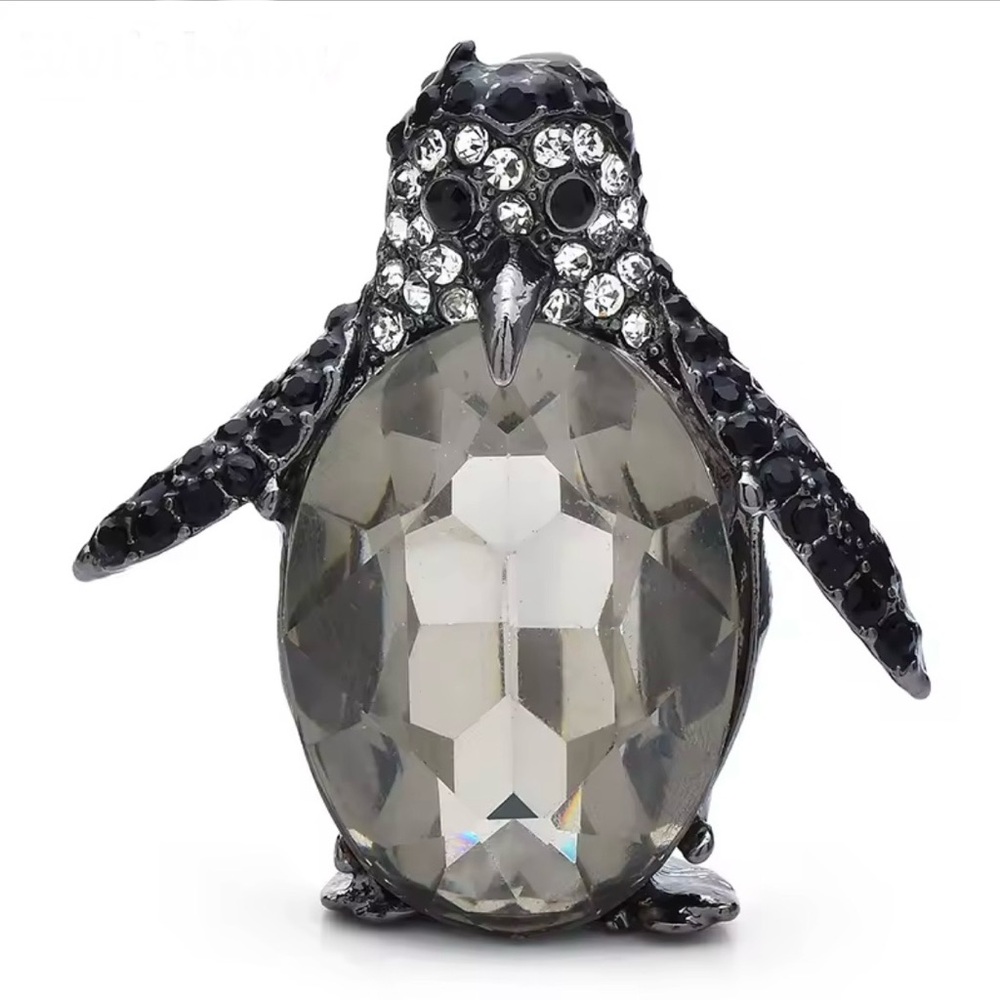 Antique-Style Sparkling Stone Penguin Brooch - Classic Vintage Style,